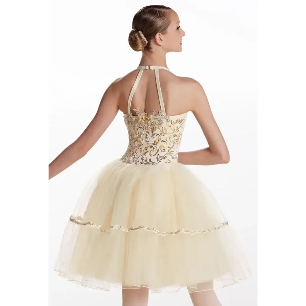 Pre-Owned Dance Costume Large Child Ivory Weissman 17794 Ballet Pointe YAGP Seq